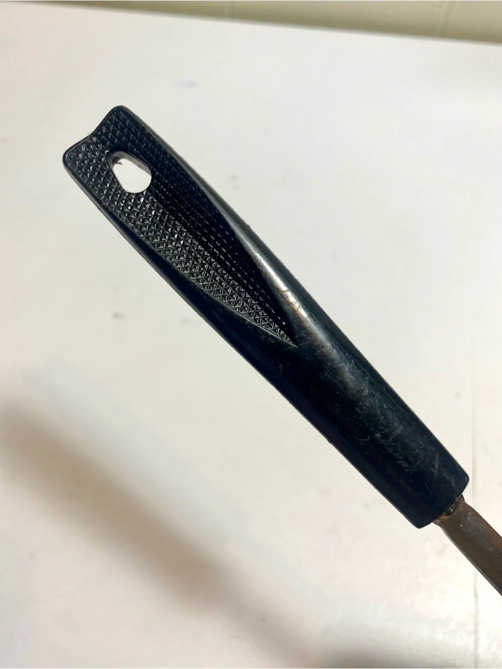 Vintage EKCO USA Keyhole Slotted Serving Spoon Black Textured Handle